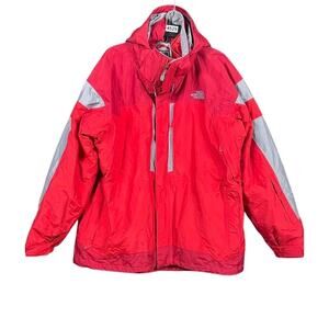 North Face Jacket Mens XL Red Gray Hooded Waterproof Outdoors Ski Snow Winter